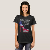トランプガールスティレトスハイヒールアメリカンきらきら光る国旗 Tシャツ (正面フル)