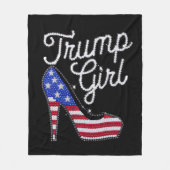 トランプガールハイヒールアメリカ国旗のパトきらきら光るリオ フリースブランケット (正面)