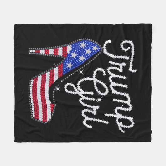 トランプガールハイヒールアメリカ国旗のパトきらきら光るリオ フリースブランケット (正面(横))