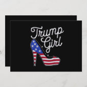 トランプガールハイヒールアメリカ国旗のパトきらきら光るリオ 招待状 (正面/裏面)