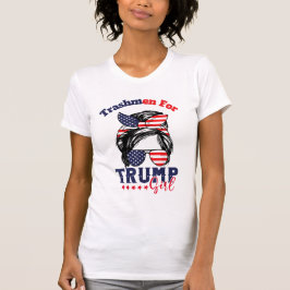 トランプガール乱雑Bun選挙旗のためのトランシュメン Tシャツ