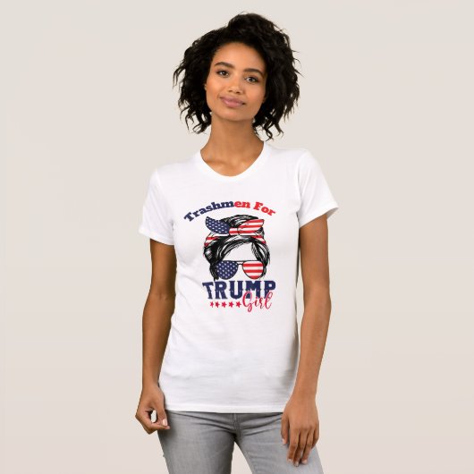 トランプガール乱雑Bun選挙旗のためのトランシュメン Tシャツ (正面フル)