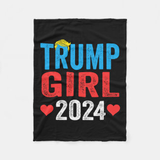 トランプガール2024かわいいトランプフラッグ女性ガールズキッズ フリースブランケット