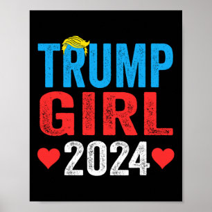 トランプガール2024かわいいトランプフラッグ女性ガールズキッズ ポスター