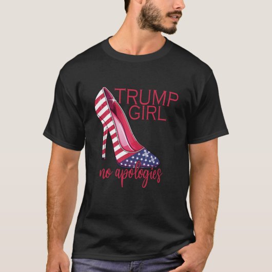 トランプガールNo謝罪ハイヒールStillettos Ameri Tシャツ (正面)