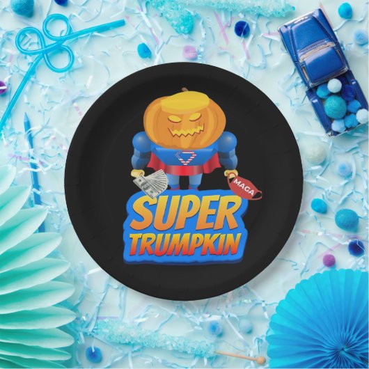 トランプキおもしろいンパンプキンヘッドハロウィーンの衣装クラス ペーパープレート (パーティー)