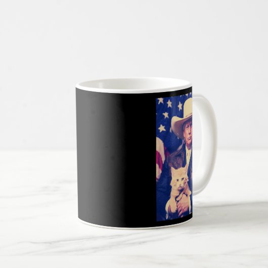 トランプキャットシャツカウボーイおもしろいドナルドトランプ2024 Ame コーヒーマグカップ (正面右)