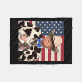 トランプキャットシャツカウボーイおもしろいドナルドトランプ2024 Ame フリースブランケット (正面(横))