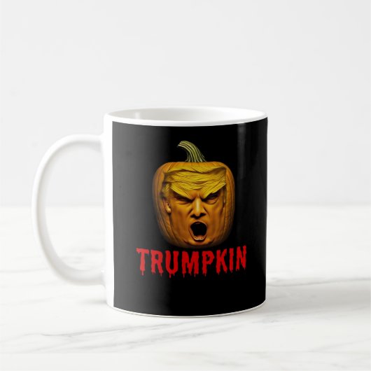 トランプキンおもしろい – ドナルド・パンプキンハロウィーン コーヒーマグカップ (左)