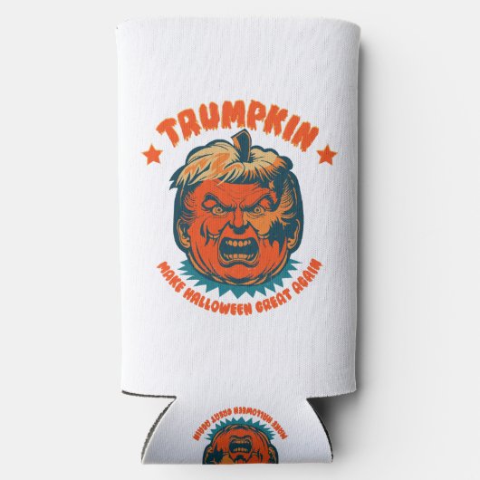 トランプキンが再びハロウィン素晴らしを作おもしろいる スリム缶クーラー (裏面)