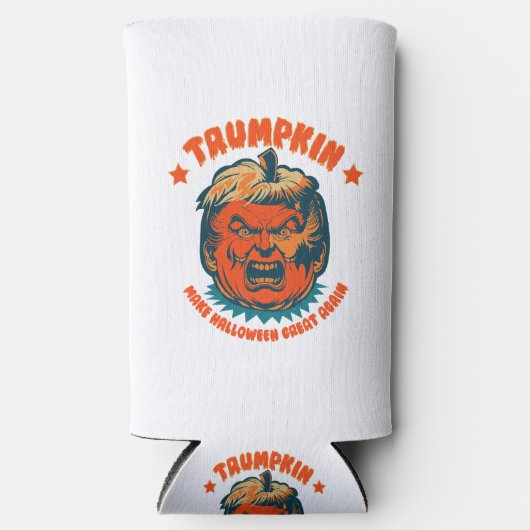 トランプキンが再びハロウィン素晴らしを作おもしろいる スリム缶クーラー (正面)