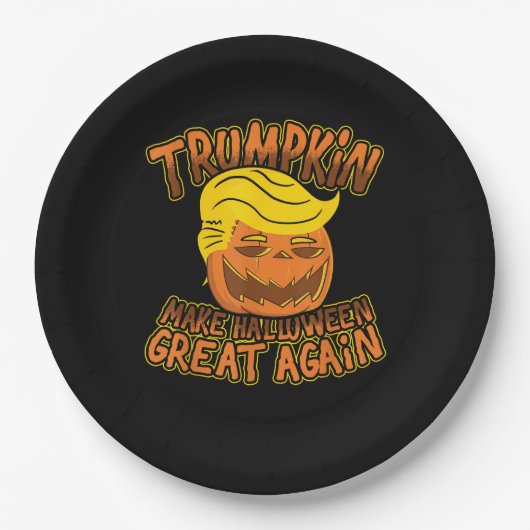 トランプキンが再び政治素晴らしのハロウィンおもしろいを作る ペーパープレート (正面)