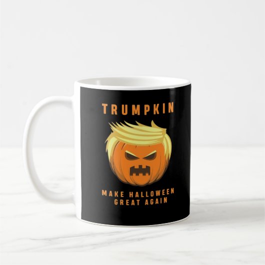 トランプキンが再素晴らし装されたハロウィーン コーヒーマグカップ (左)
