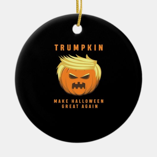 トランプキンが再素晴らし装されたハロウィーン セラミックオーナメント (正面)