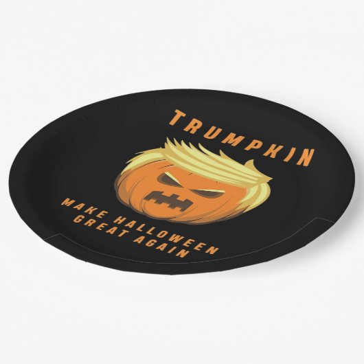 トランプキンが再素晴らし装されたハロウィーン ペーパープレート (アングル)