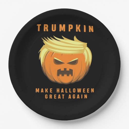 トランプキンが再素晴らし装されたハロウィーン ペーパープレート (正面)