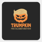 トランプキンハロウィーンを再素晴らし度ハロウィーンのカボチャのちょうちん スクエアシール (正面)