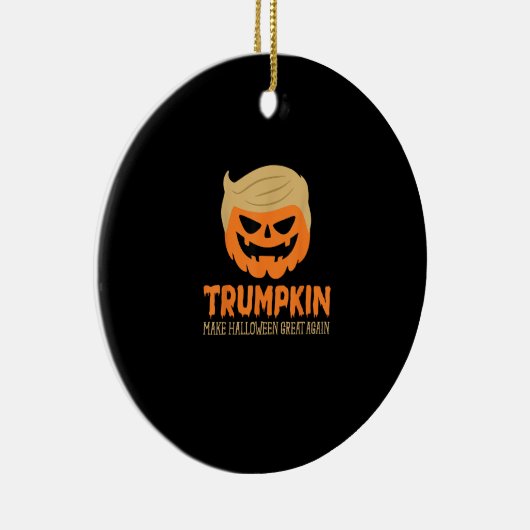 トランプキンハロウィーンを再素晴らし度ハロウィーンのカボチャのちょうちん セラミックオーナメント (右)