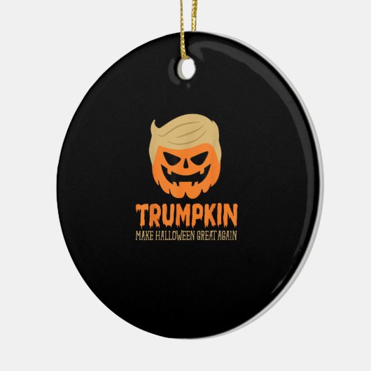 トランプキンハロウィーンを再素晴らし度ハロウィーンのカボチャのちょうちん セラミックオーナメント (左)