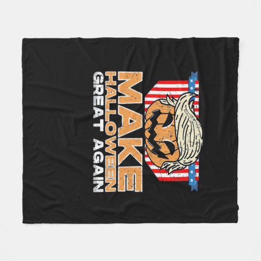 トランプキンハロウィーンヴィンテージ政治おもしろい フリースブランケット (正面(横))