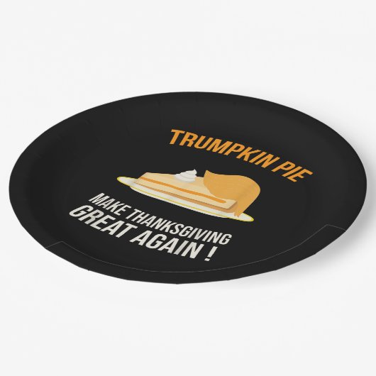 トランプキンパイが再び感謝祭を作素晴らしるカボチャ ペーパープレート (アングル)