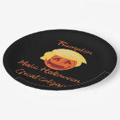 トランプキンパンプキンハロウィン不気味デザイン – 基本S ペーパープレート (アングル)