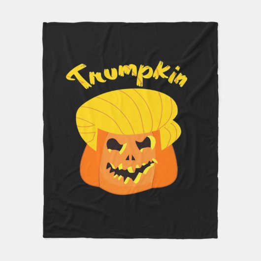 トランプキンパンプキンハロウィーンデザイン-レトロスローガン フリースブランケット (正面)