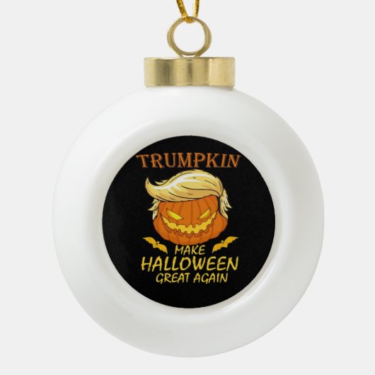 トランプキンメイクハロウィン素晴らしの再び – Pumpkiレトロ セラミックボールオーナメント (正面)