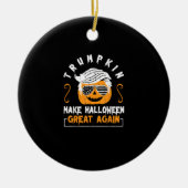 トランプキン再びハロウィン素晴らしを作るおもしろいかぼちゃ セラミックオーナメント (正面)