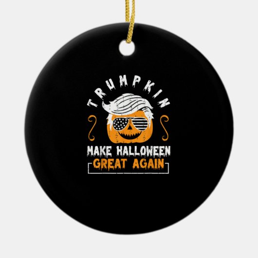 トランプキン再びハロウィン素晴らしを作るおもしろいかぼちゃ セラミックオーナメント (正面)