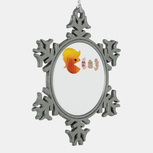 トランプキ食べンの民主党員クラシック – 風刺的ホール スノーフレークピューターオーナメント (左)