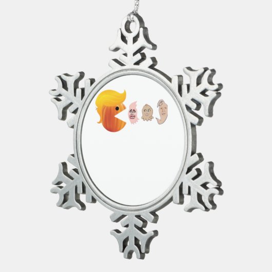 トランプキ食べンの民主党員クラシック – 風刺的ホール スノーフレークピューターオーナメント (右)