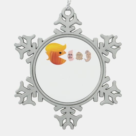 トランプキ食べンの民主党員クラシック – 風刺的ホール スノーフレークピューターオーナメント (正面)