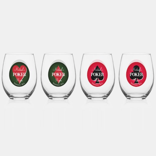 トランプクラシックトランプのポーカールーム ステムなしワイングラス (正面)