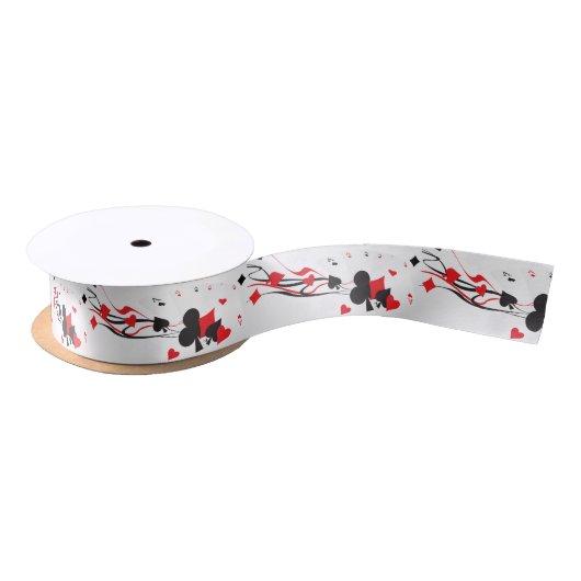 トランプクラブエースのスペードのダイヤモンド サテンリボン (リール)