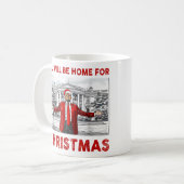 トランプクリスマスサンタ私はクリスマスに家に帰る コーヒーマグカップ (正面左)