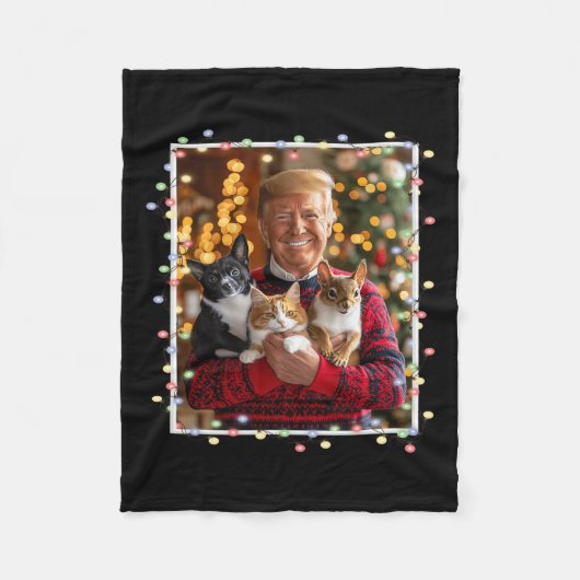 トランプクリスマスセーターキャットドッグリスのペットの恋人 フリースブランケット (正面)