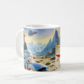 トランプクールオートバイエイリアン惑星宇宙船MAGA コーヒーマグカップ (正面左)