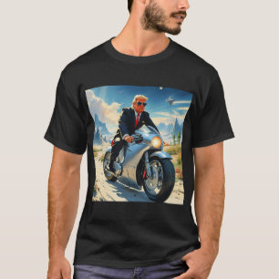 トランプクールオートバイエイリアン惑星宇宙船MAGA Tシャツ