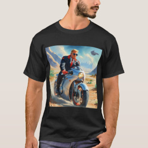 トランプクールオートバイエイリアン惑星宇宙船MAGA Tシャツ