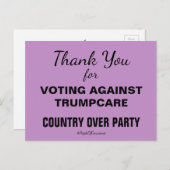トランプケア反対票を投じてくれてありがとう。抵抗し続けよう ポストカード (正面/裏面)