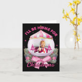 トランプコケットボウピンク私はクリスマスのために家に行く カード (黄色い花)