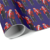トランプサンタハットダンスクリスマス | トランプダンスブルー ラッピングペーパー (ロールコーナー)