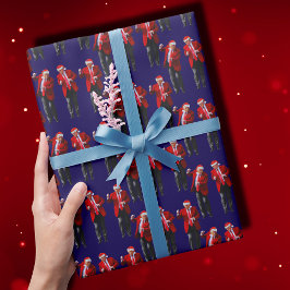 トランプサンタハットダンスクリスマス | トランプダンスブルー ラッピングペーパー