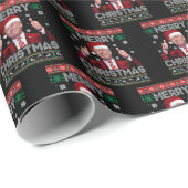 トランプサンタハットメリークリスマス醜いセーター ラッピングペーパー (ロールコーナー)