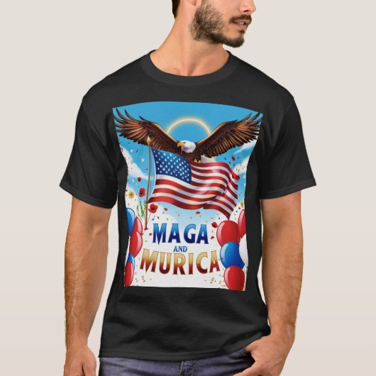 トランプシャツアメリカ国旗のチームMurica MAGA Tシャツ (正面)