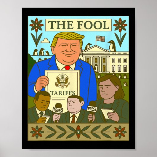 トランプタロットカード愚か者はPengiに関税を課す ポスター (正面)