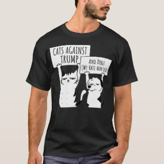 トランプタンクトップに対するネコとイヌの抗議 Tシャツ