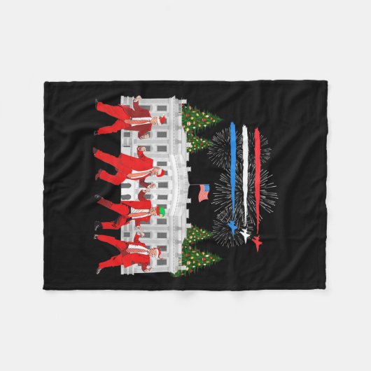 トランプダディズホームホワイトハウスダンスメイククリスマスグレア フリースブランケット (正面(横))