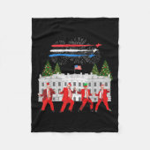 トランプダディズホームホワイトハウスダンスメイククリスマスグレア フリースブランケット (正面)
